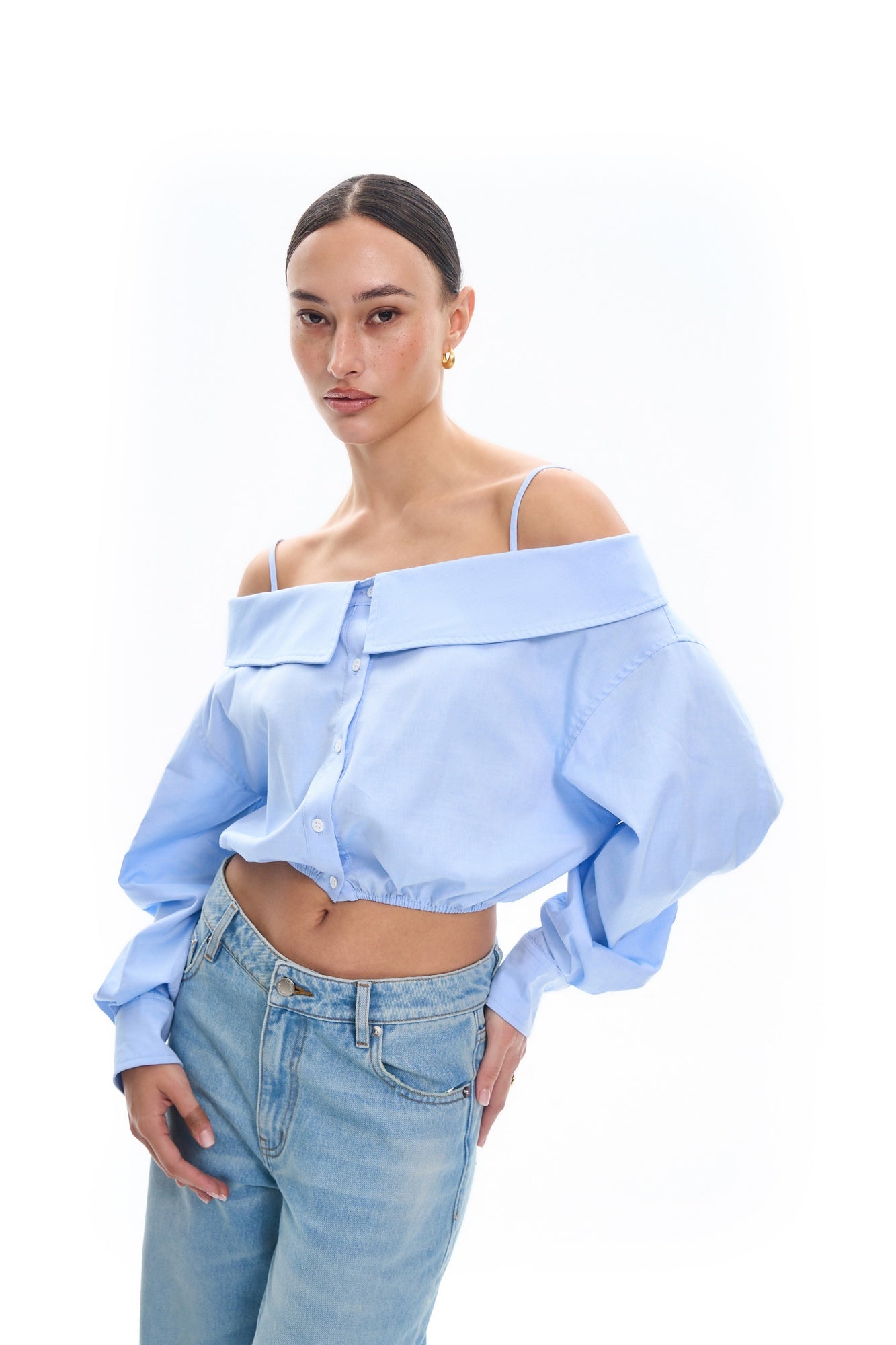 Off Shoulder Tie Shirt