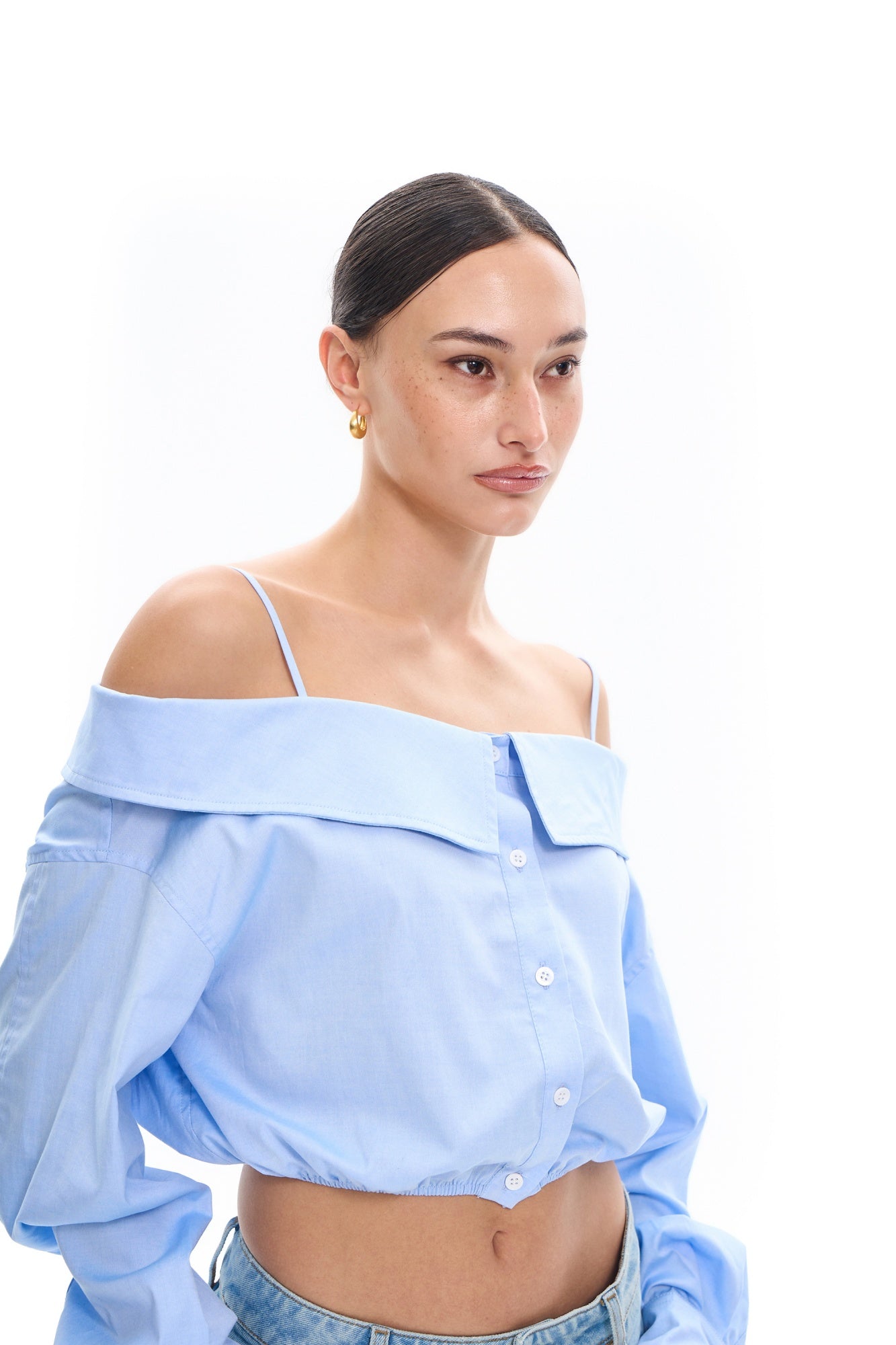 Off Shoulder Tie Shirt