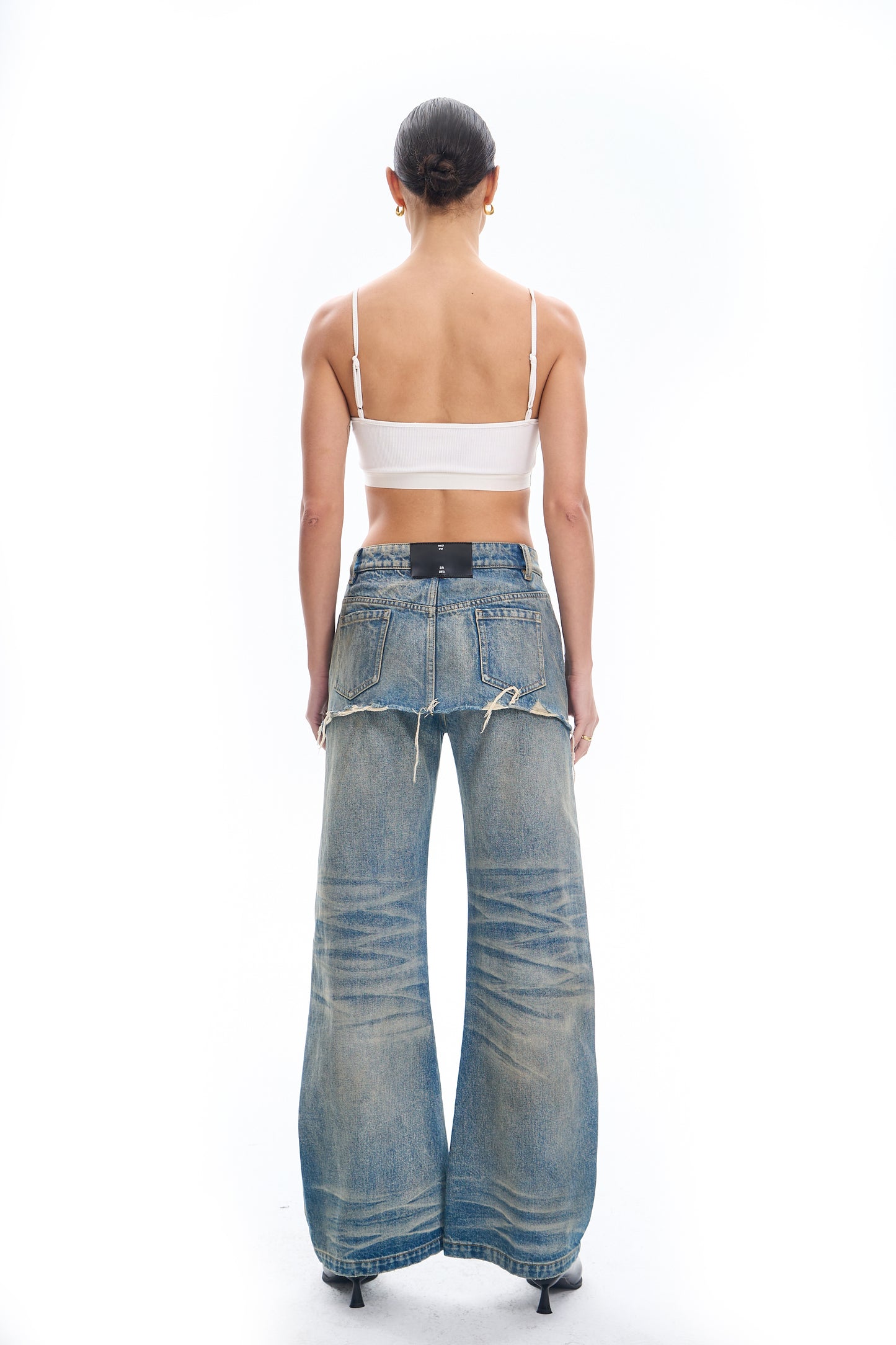 Overshirt Bilayer Distressed Jeans