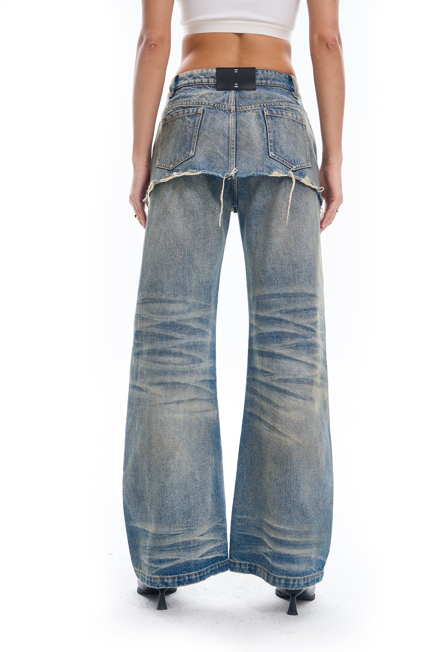 Overshirt Bilayer Distressed Jeans