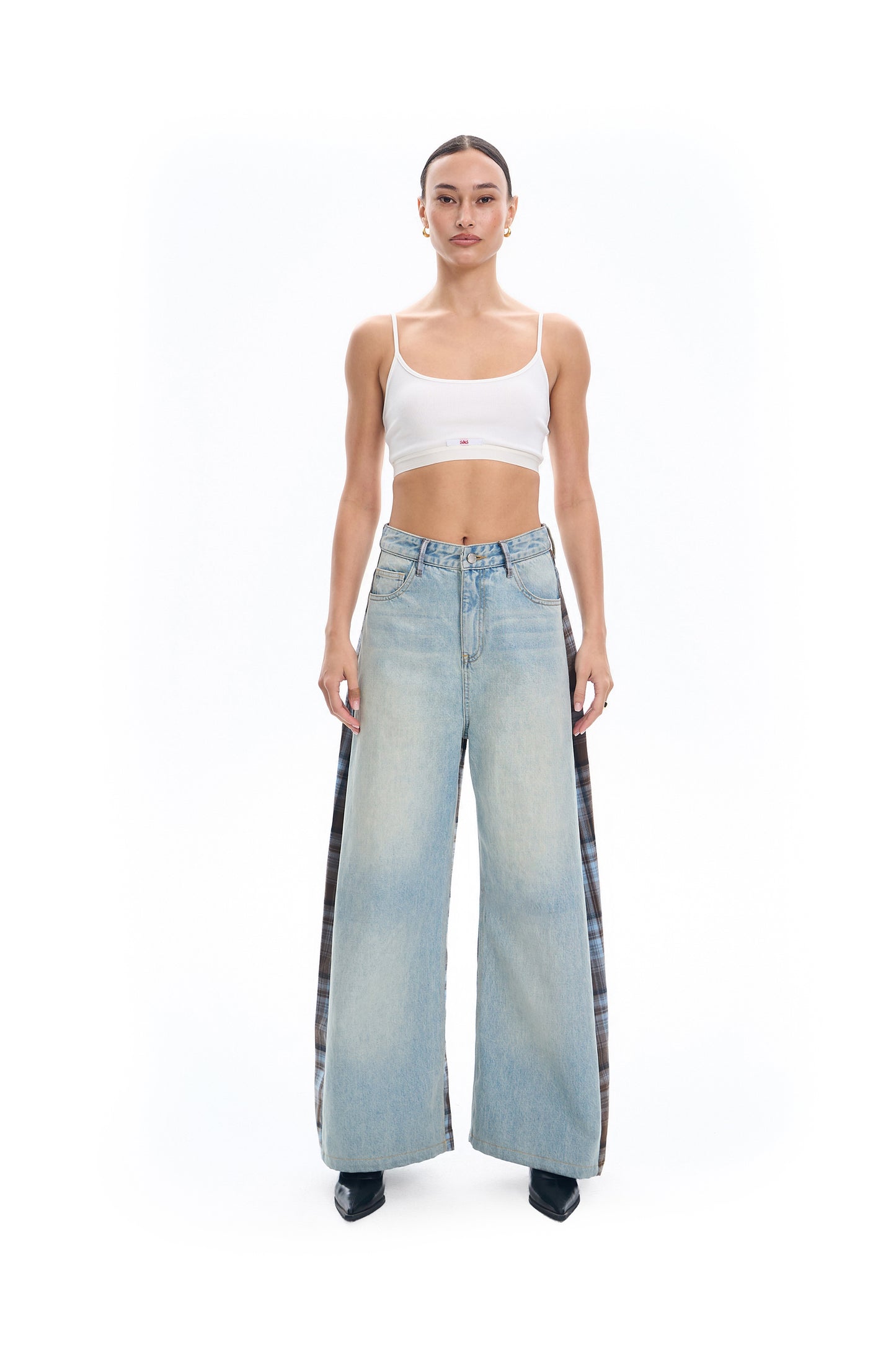 Plaid Baggy Jeans