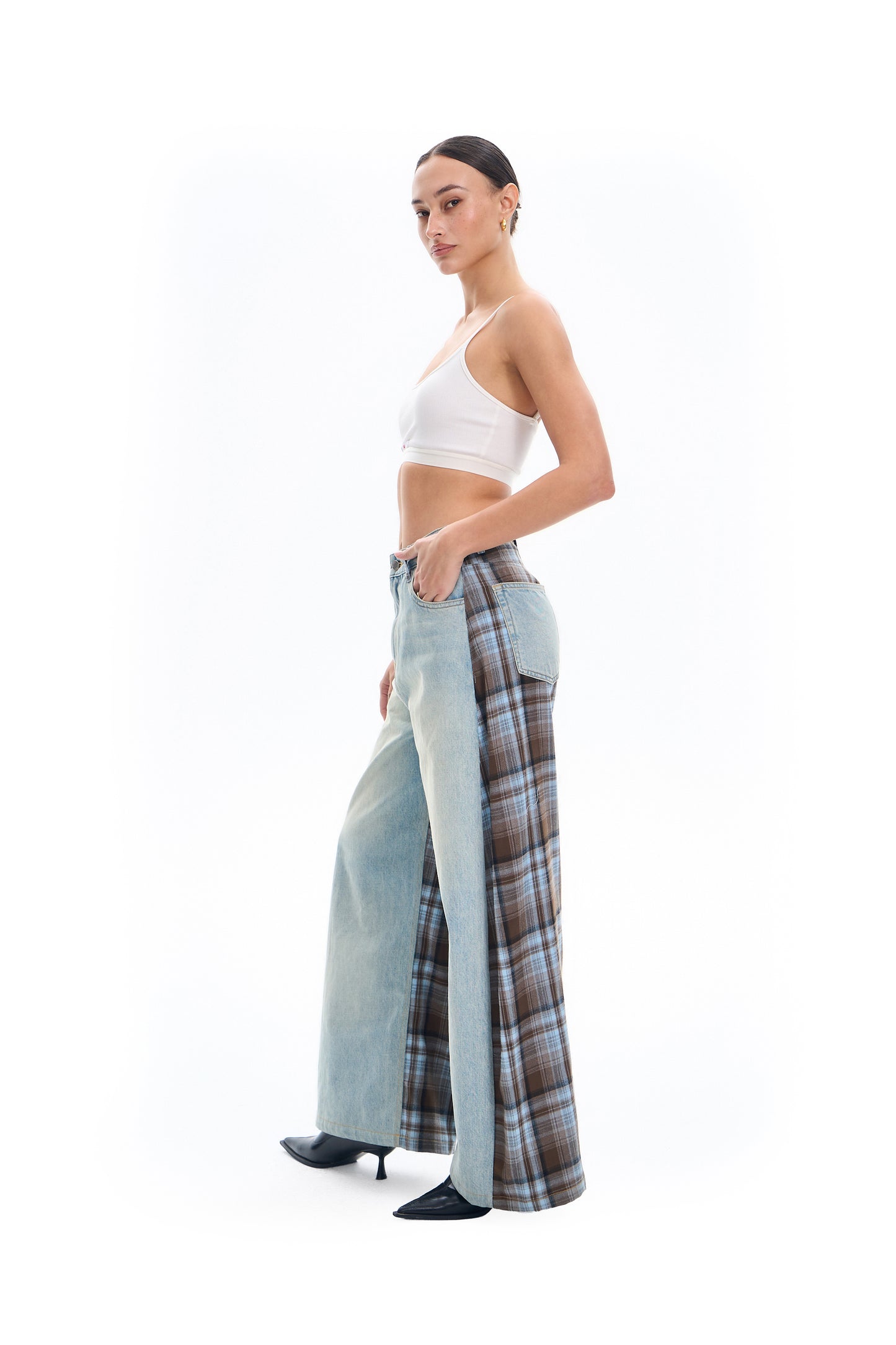 Plaid Baggy Jeans
