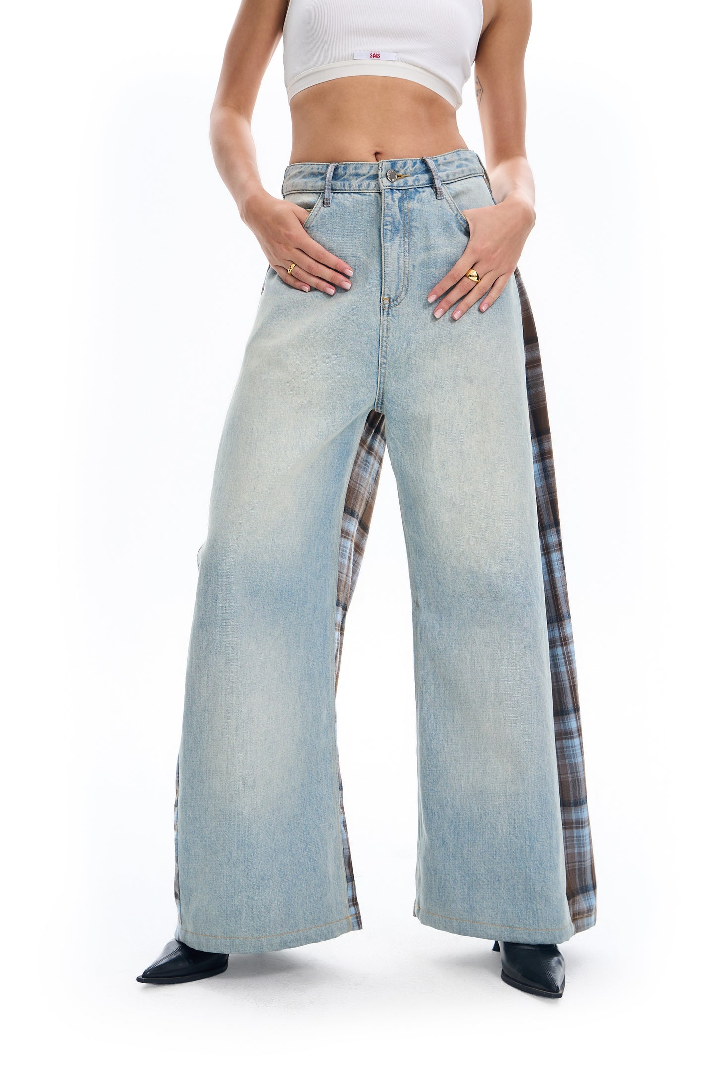 Plaid Baggy Jeans