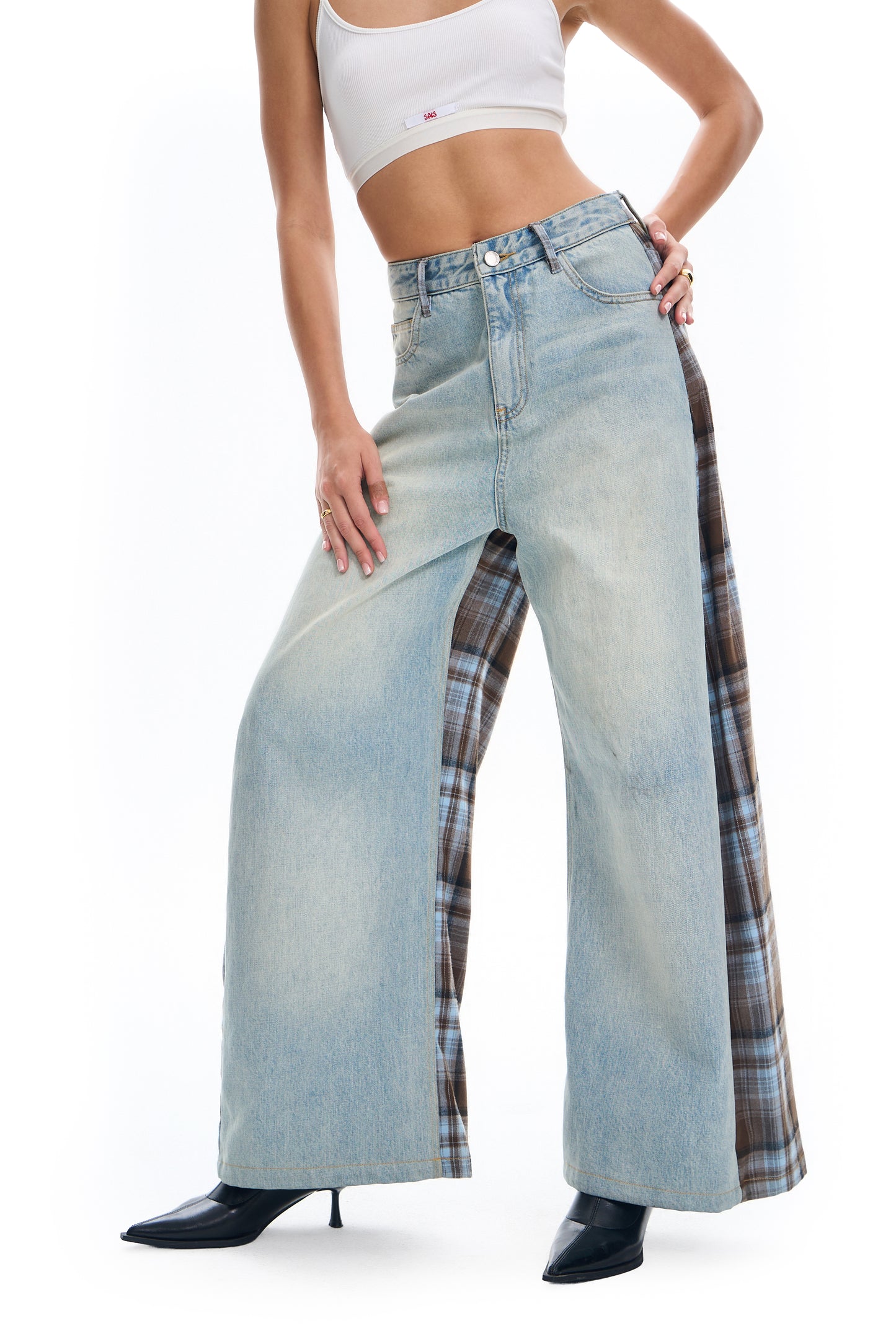 Plaid Baggy Jeans