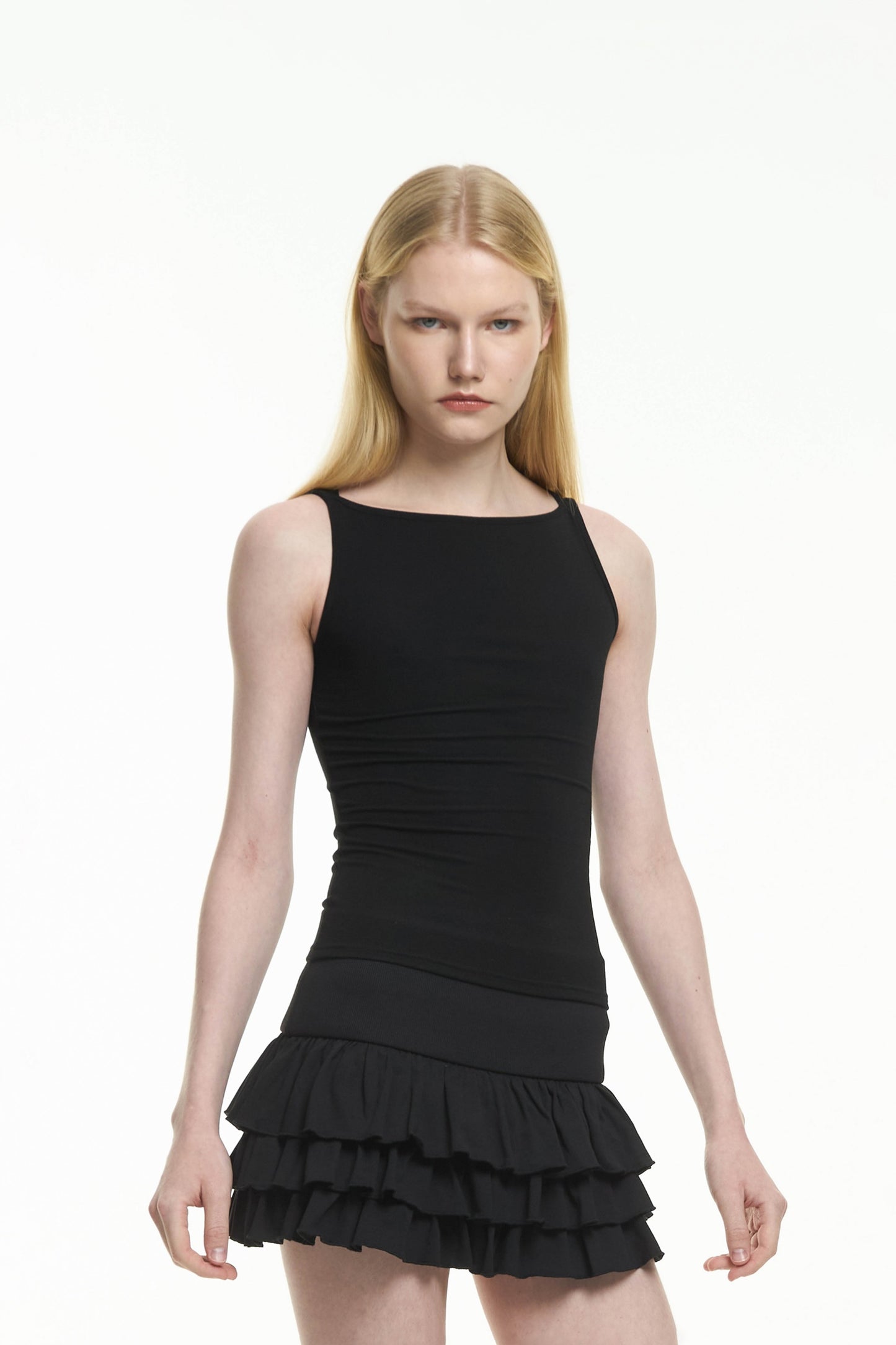 knit boatneck tank top