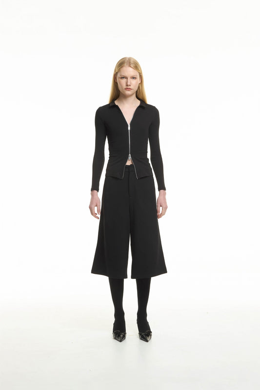 slim-fit zipper cardigan