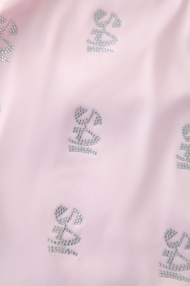 sai logo satin hotfix strapless top