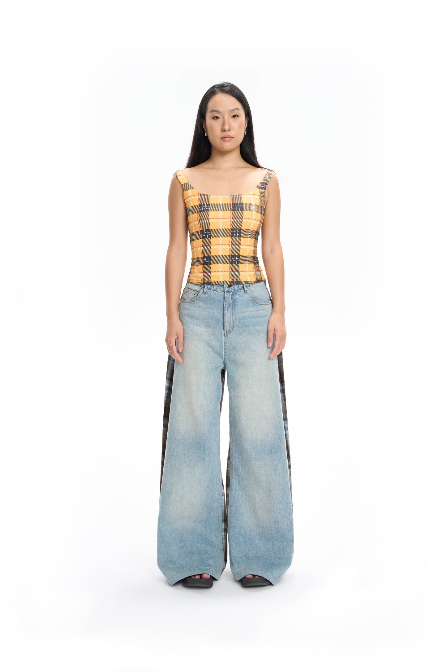 Plaid Baggy Jeans