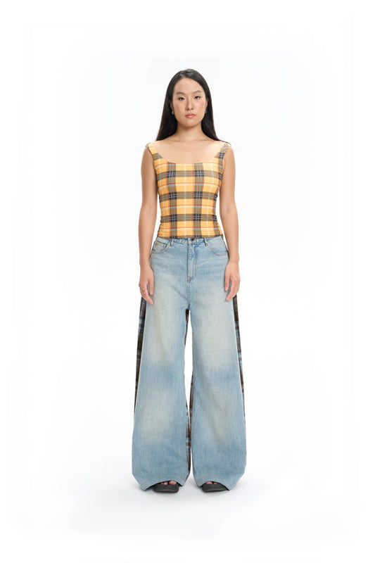 Plaid Baggy Jeans