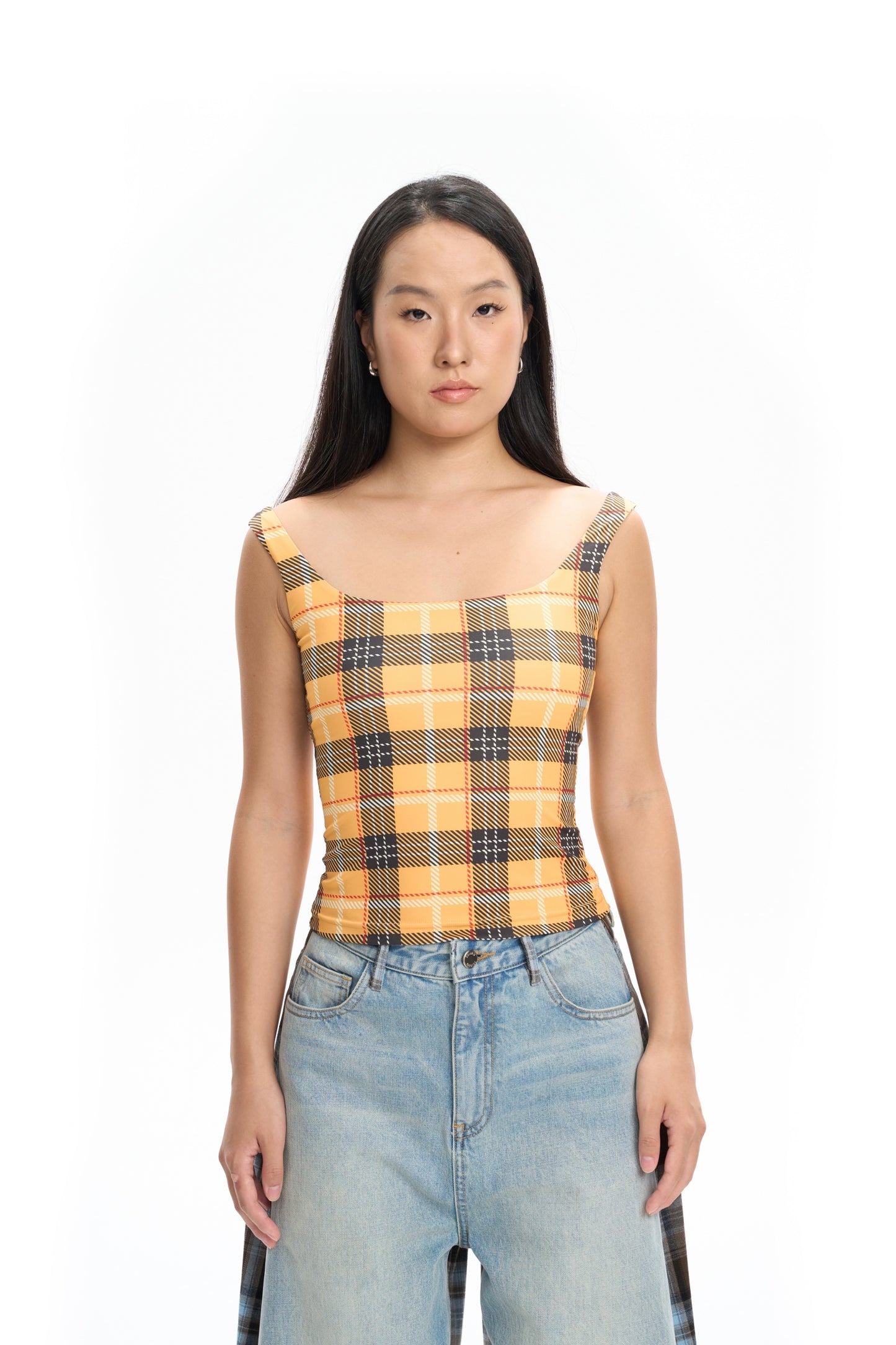 Plaid Knit  Tank Top