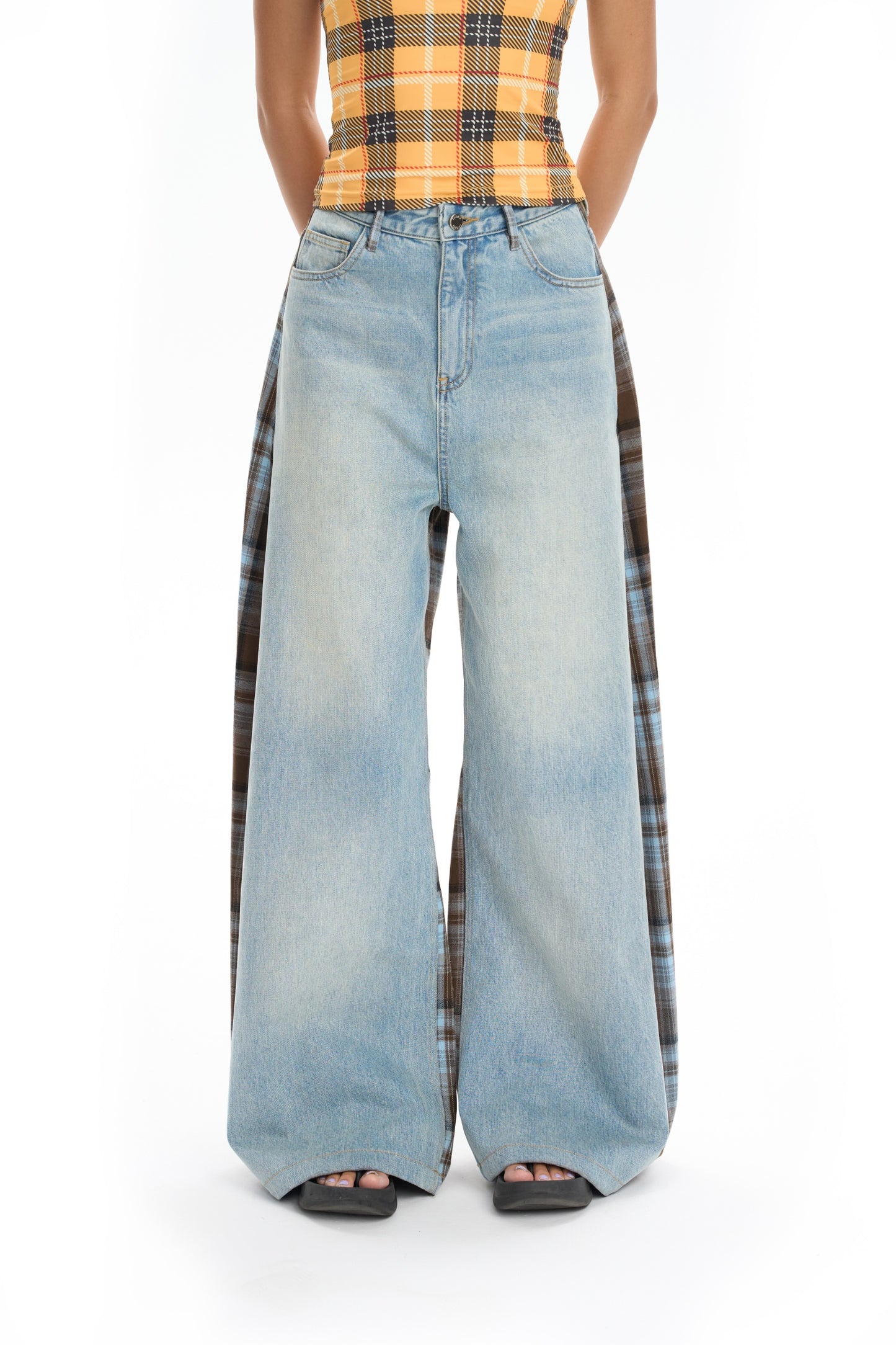 Plaid Baggy Jeans