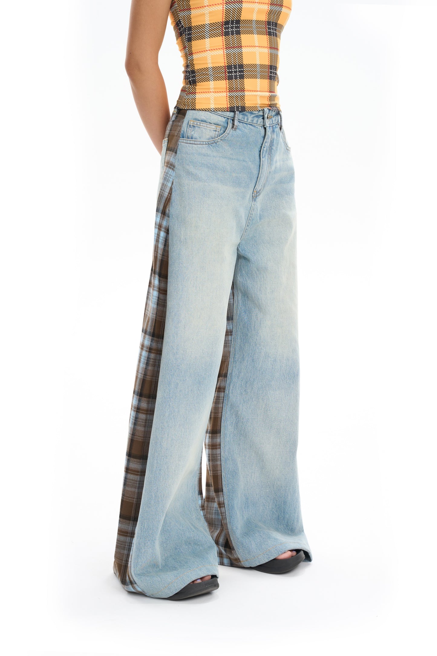 Plaid Baggy Jeans
