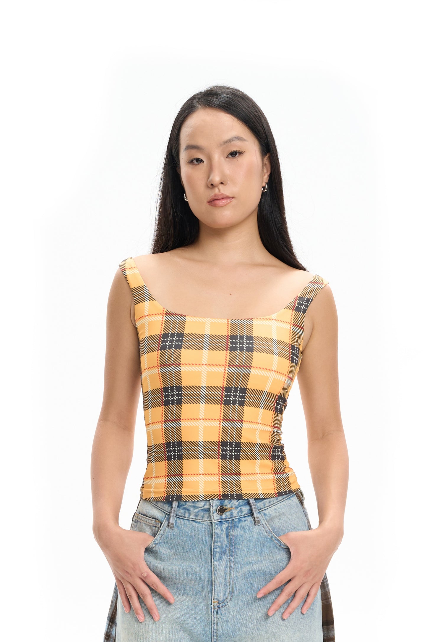 Plaid Knit  Tank Top