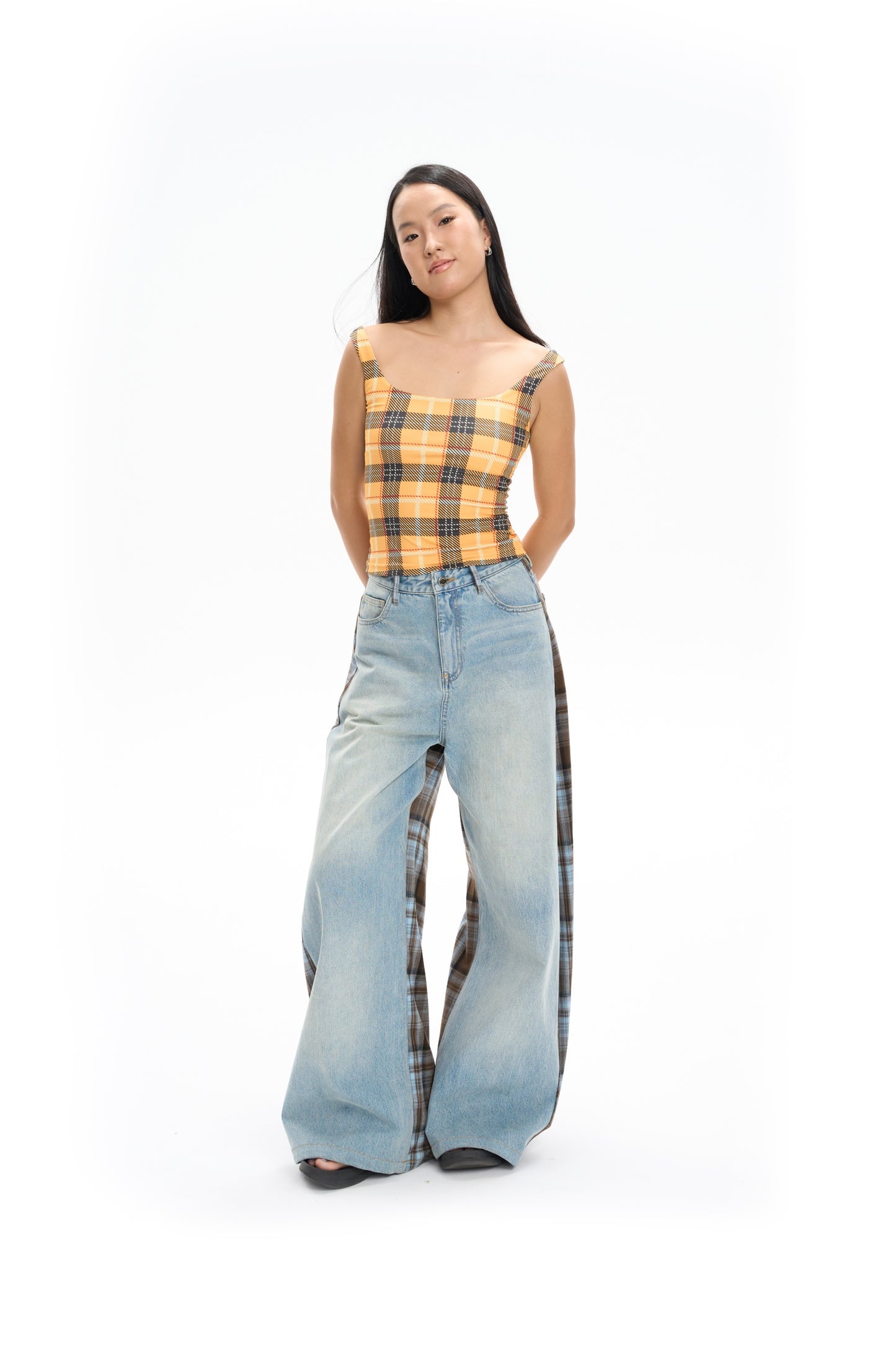 Plaid Baggy Jeans