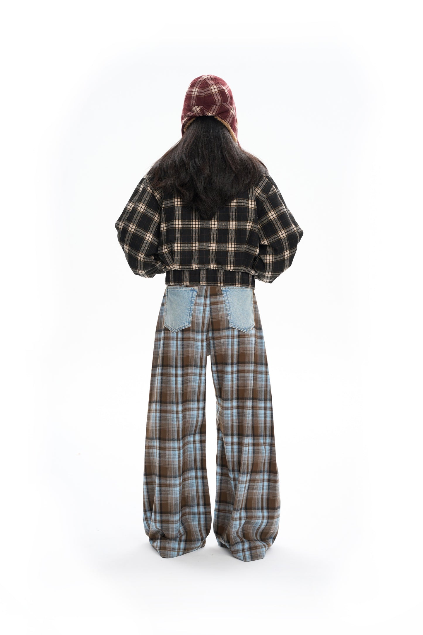 Plaid Bomber Jacket with Fur Lining