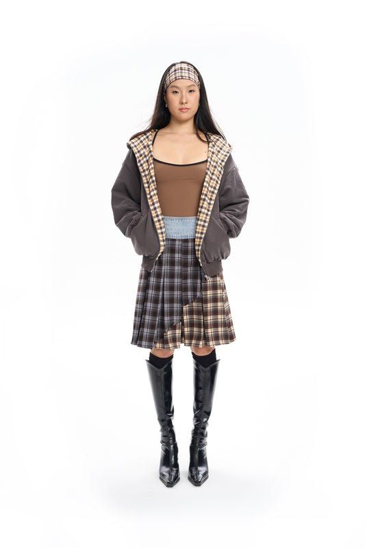 Reversible Plaid Oversized Hoodie