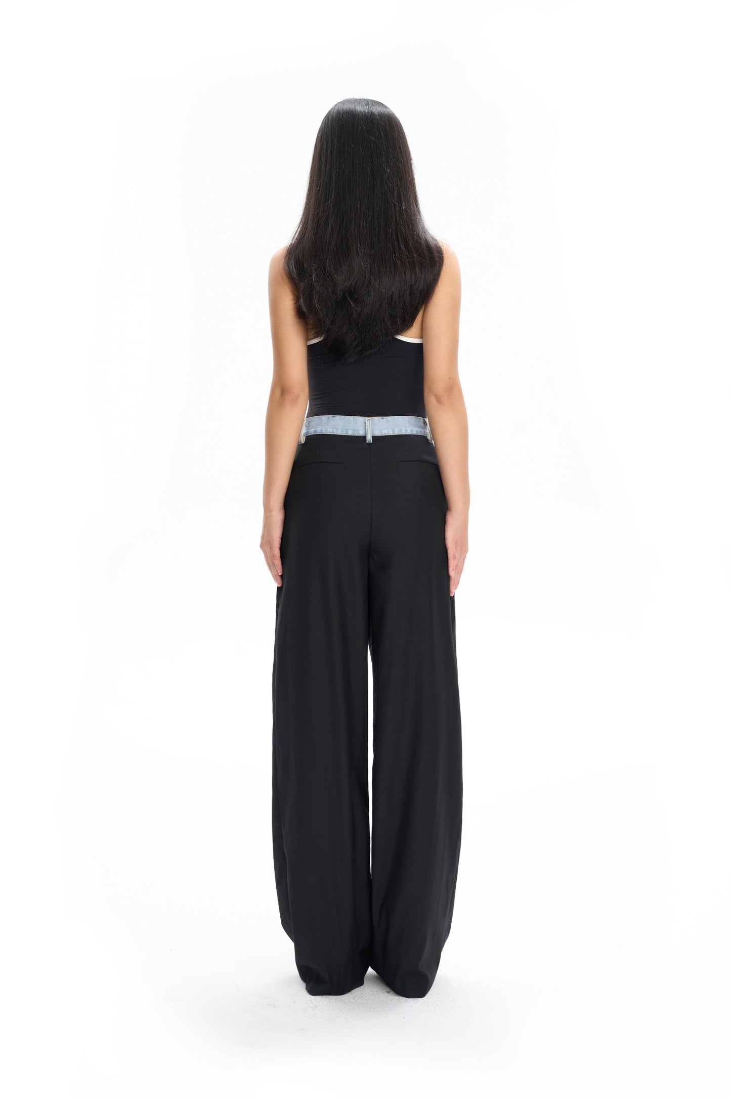 Denim Waistband Tailored Trousers