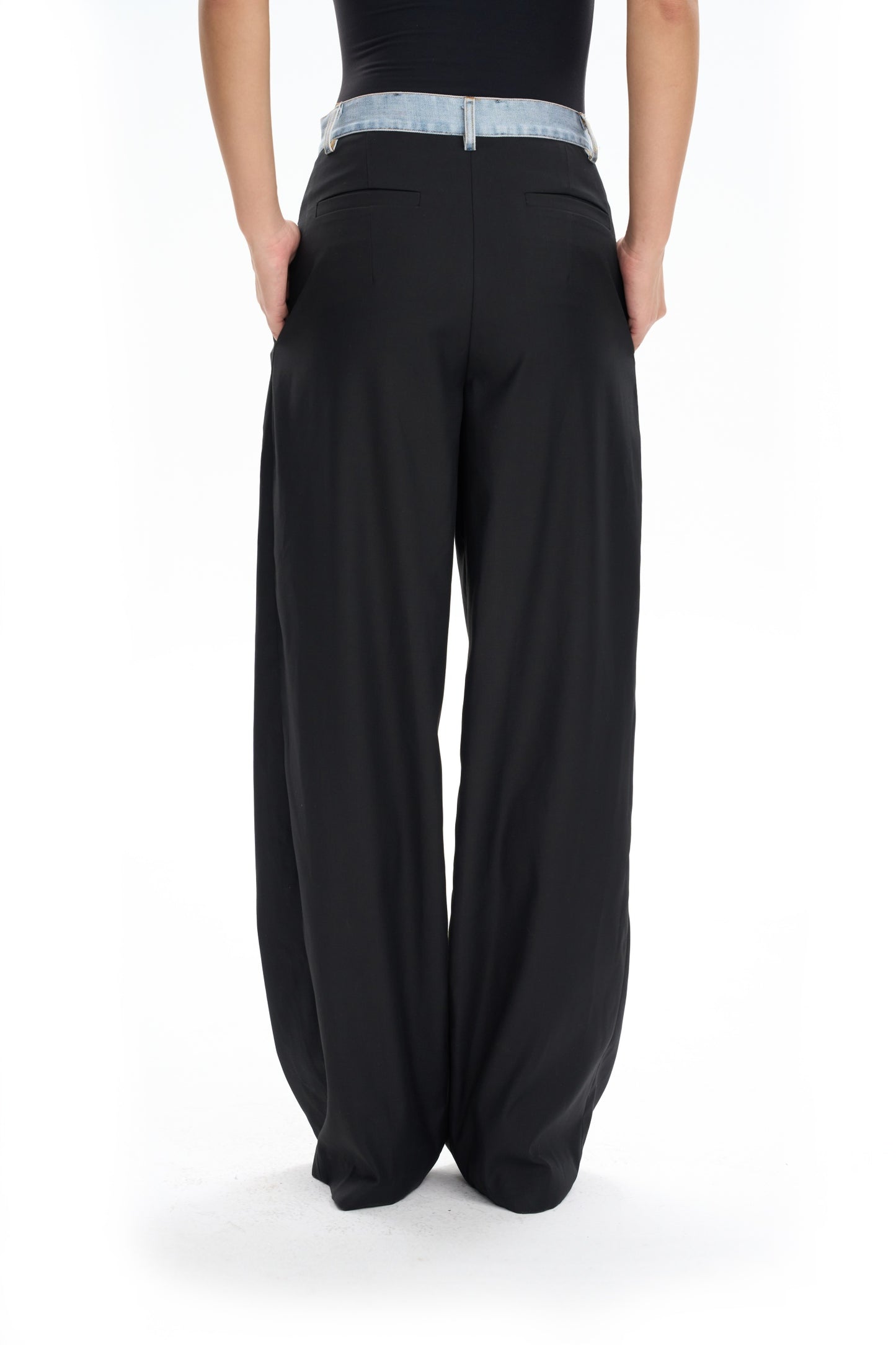 Denim Waistband Tailored Trousers