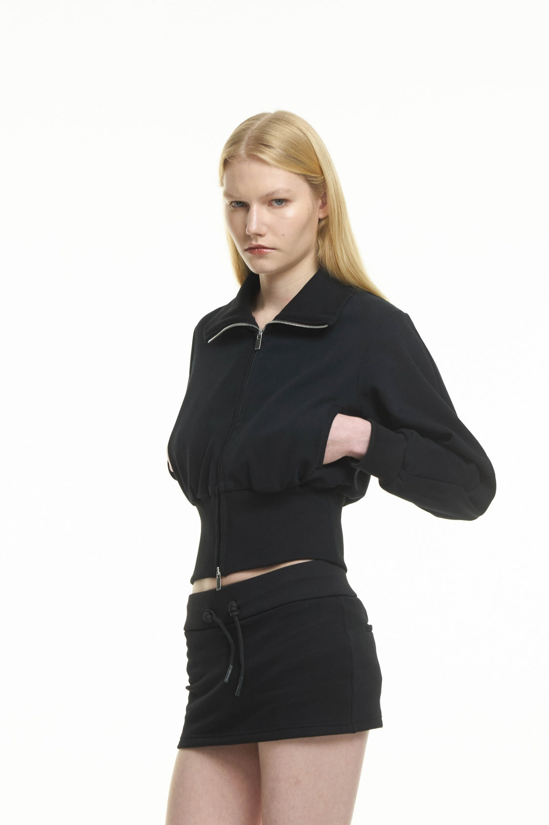 lapel slim-fit hoodie